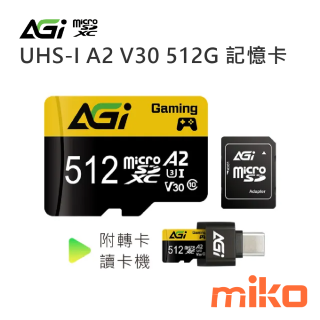 AGI 亞奇雷 microSDXC UHS-I A2 V30 512G 記憶卡